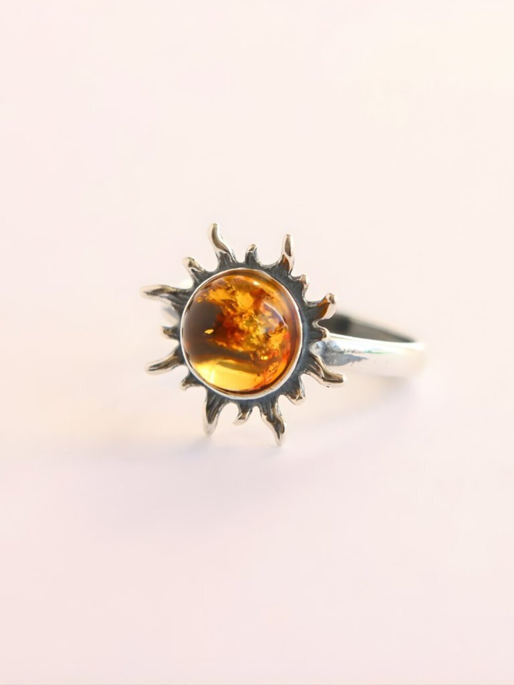 Baltic Amber Sun Ring in Sterling Silver - Picture 4 of 6